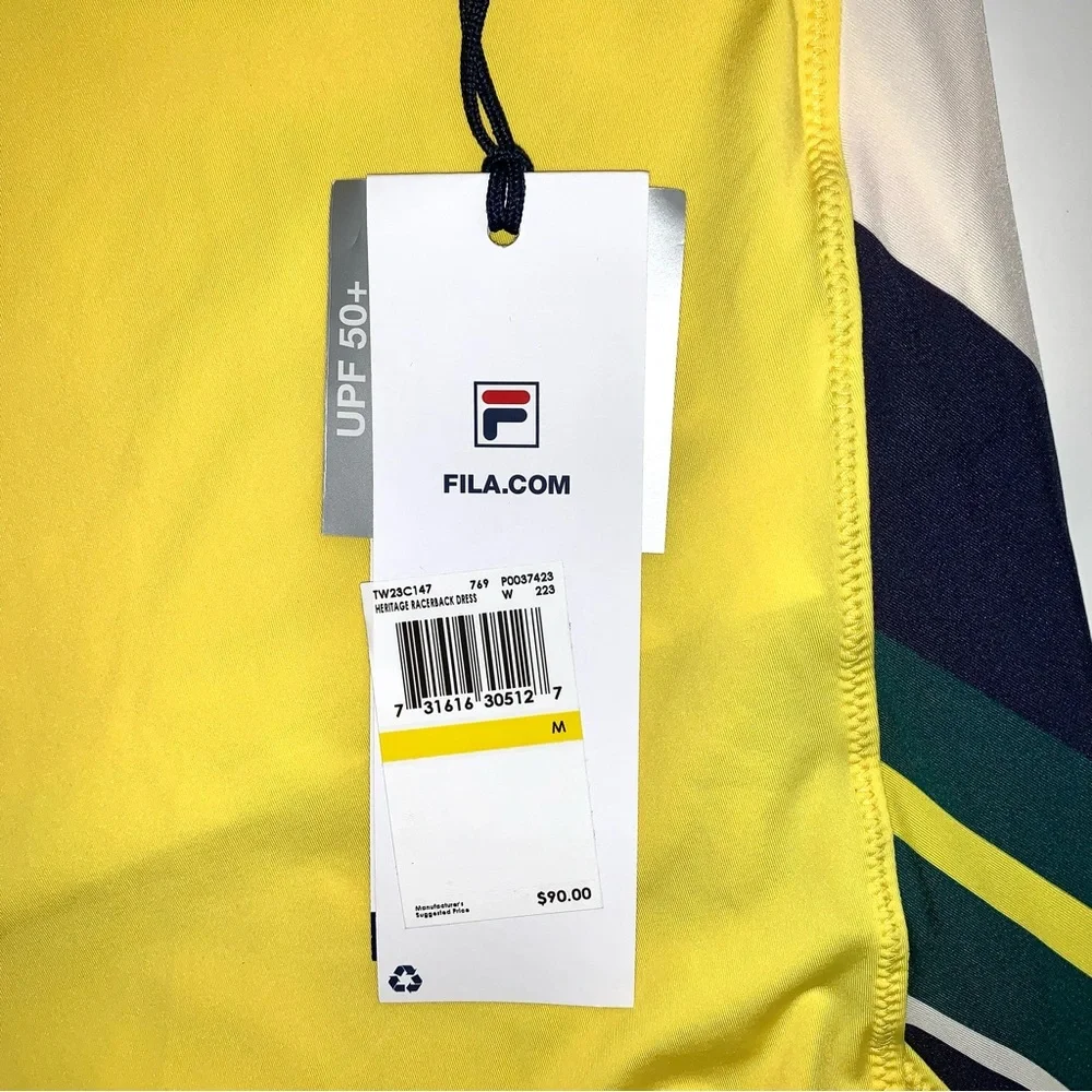 Fila UPF 50+ Yellow Racerback Tennis Dress w/ Matching Undershorts Size Medium - Picture 11 of 13